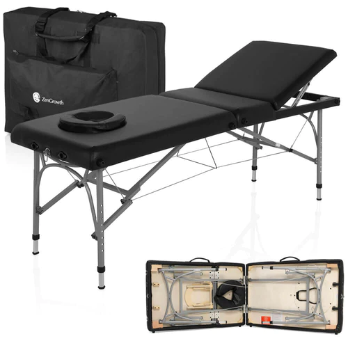  ZENGROWTH Inklapbare Massagetafel Athlete Zwart 63.5cm